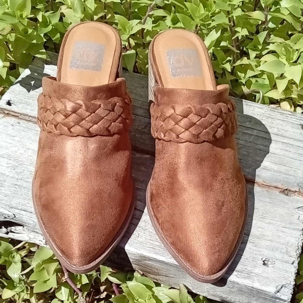 Dolce Vita Trinity Brown Suede Heeled Slip-on Mules Women Size 8